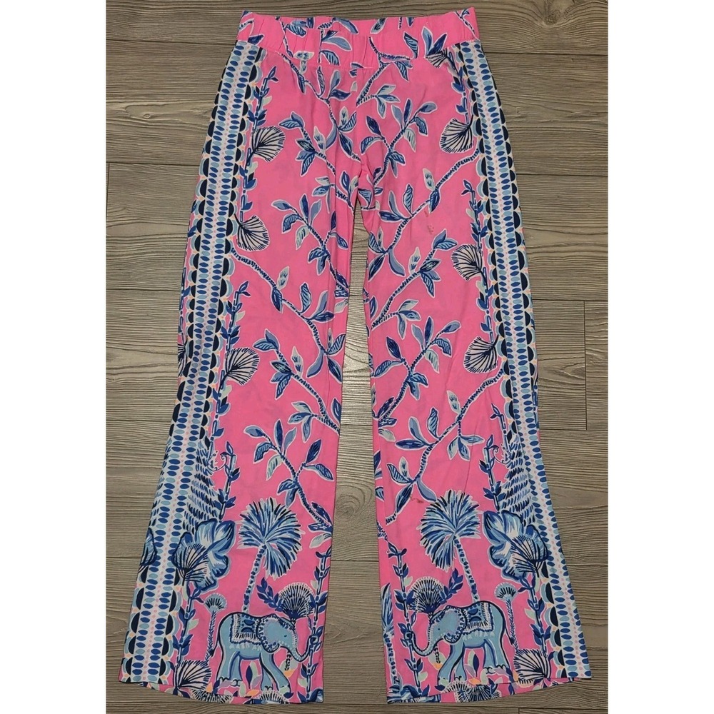 Lilly Pulitzer Bal Harbour Palazzo Pant Easy Fit Pink Isle Jungle Sz XS *Read*